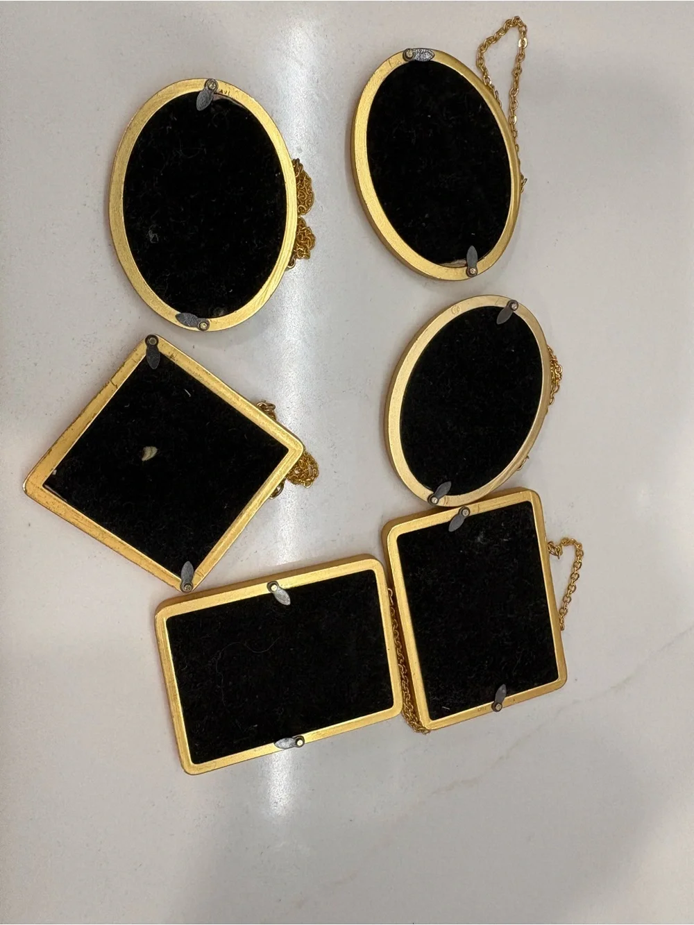 Gold/Brass Decorative Mini Hanging Photo Frames - Set of 6